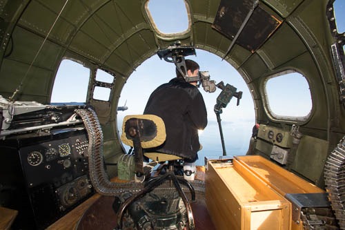Andrew looking through the bombsight.