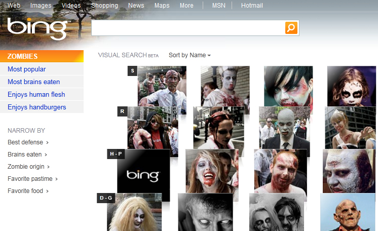 Zombie Visual Search by Bing