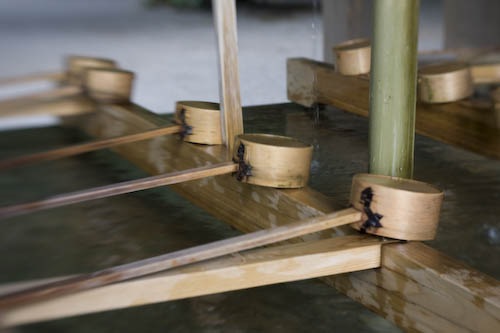 Ladles for purifying your hands at Meiji Shrine