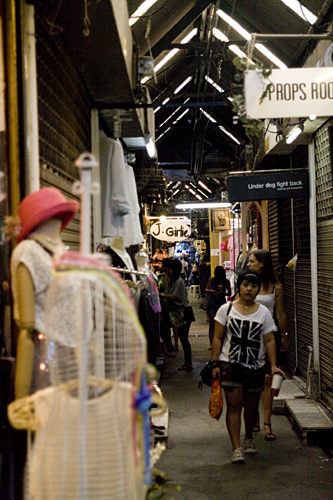 A shot down a row of shops