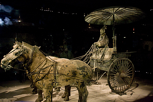 Bronze chariot on display