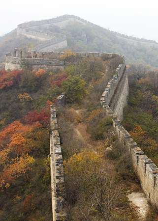 The Great Wall of China at Shuiguan in the fall.
