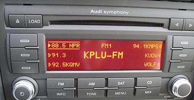 Audi Symphony II radio showing RDS tags