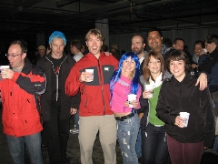 Marc, Alex (nice IE blue hair), Aaron, Katya (more blue hair), Jon, Kristen, Anurag, and Jane at the party.