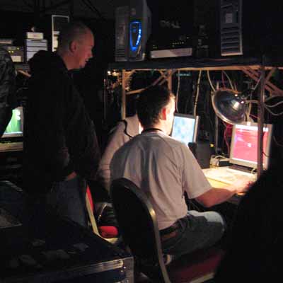 Preparing the demo machines backstage