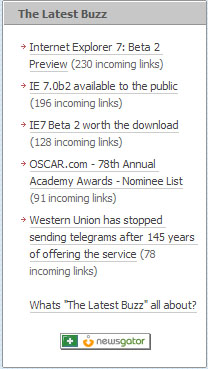 Latest Buzz screenshot from Newsgator