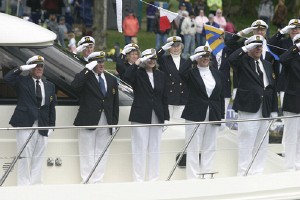 Roche Harbor Yacht Club officers salute