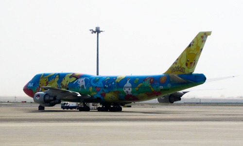 ANA 747 with Pokemon paint job