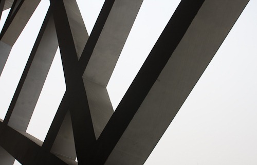 Bird's Nest Stadium from inside the frame.